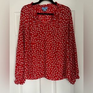 CeCe long sleeve open collar with button size large